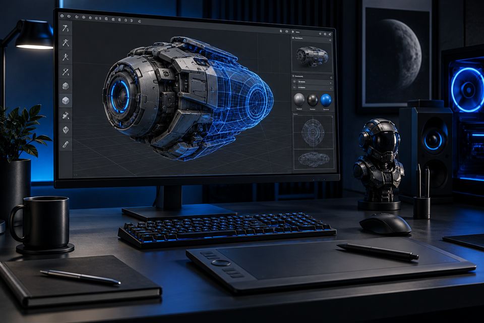 Modelagem tridimensional de um objeto mecânico